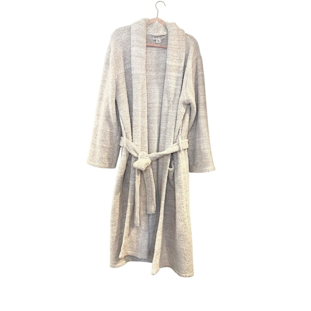 Barefoot Dreams CozyChic Knit Robe Style 509 Shawl Collar Belt Beige Size 2 L